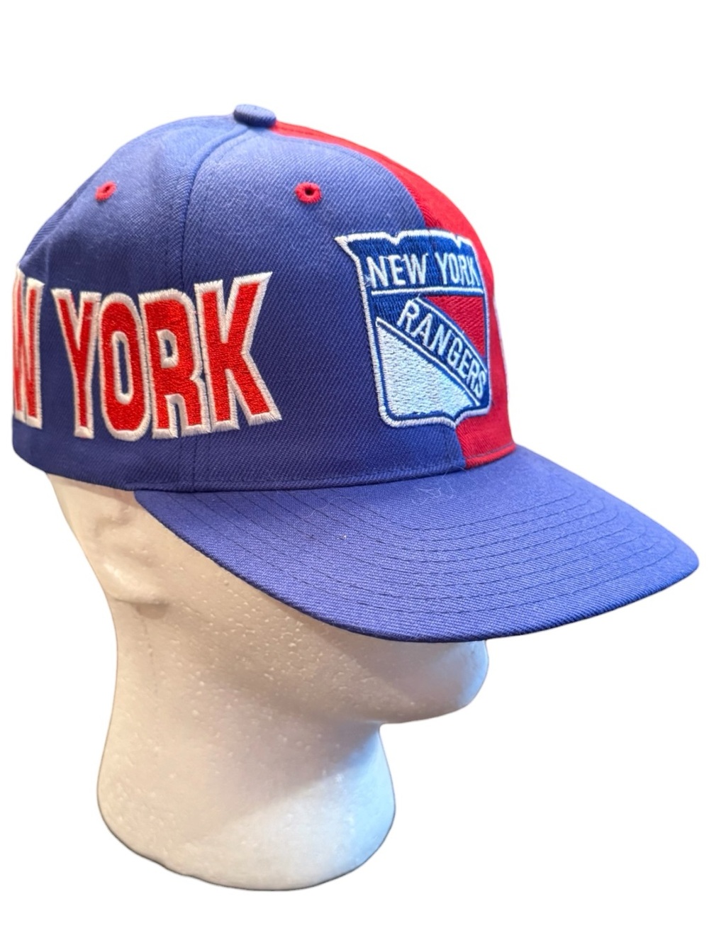 Vintage 90s New York Rangers Snapback Hat American Needle Wool NHL Green Under